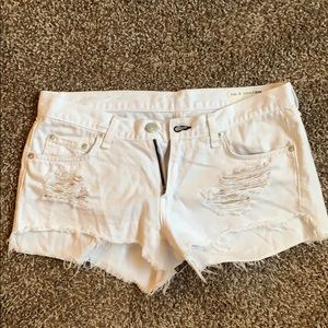 white ripped rag and bone denim shorts